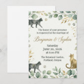 Invitation Whimsical Botanical Cats Design (Devant / Derrière)