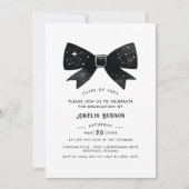 Invitation Whimsical Bow Black & White Graduation Party (Devant)
