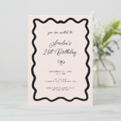 Invitation Whimsical Bow cursive border 21st birthday (Debout devant)