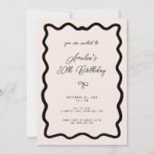 Invitation Whimsical Bow cursive border 30th birthday (Devant)