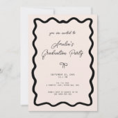 Invitation Whimsical Bow cursive border graduation party (Devant)