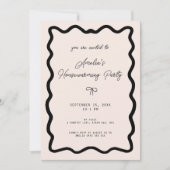 Invitation Whimsical Bow cursive border housewarming party (Devant)
