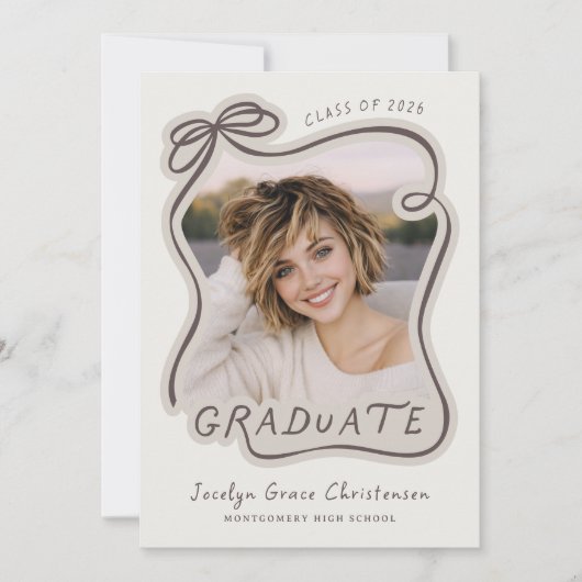 Invitation Whimsical Bow Frame Future Plans Graduation (Devant)