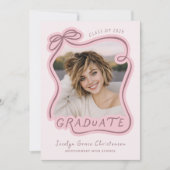 Invitation Whimsical Bow Frame Future Plans Pink Graduation (Devant)