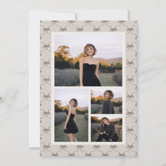 Invitation Whimsical Bow Frame Photo Collage Graduation (Dos)
