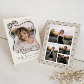 Invitation Whimsical Bow Frame Photo Collage Graduation