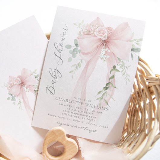 Invitation Whimsical Bow Gender neutral baby shower