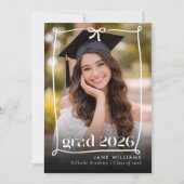 Invitation Whimsical Bow Hand drawn Graduation Party Photo (Devant)