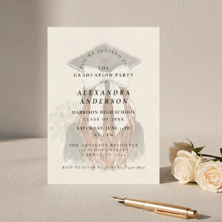 Invitation Whimsical Bow Photo Graduation Party