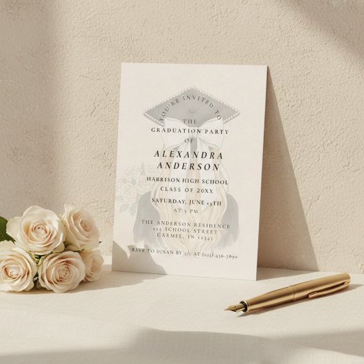 Invitation Whimsical Bow Photo Graduation Party