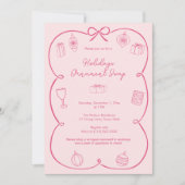 Invitation Whimsical Bow rose Vacances Ornament Swap Party (Devant)