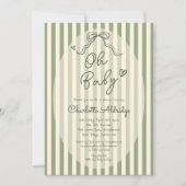 Invitation Whimsical Bow Sage Green Baby Shower (Devant)