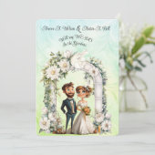 Invitation Whimsical Bride Mariage Arch Blue Green (Debout devant)