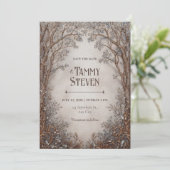 Invitation Whimsical Bronze Filigree Forest Wedding (Debout devant)