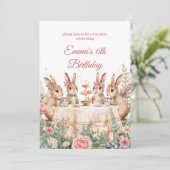 Invitation Whimsical Bunny Garden Tea Party Birthday (Debout devant)