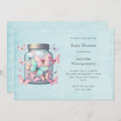 Invitation Whimsical Butterflies in a Jar Baby Shower (Devant / Derrière)