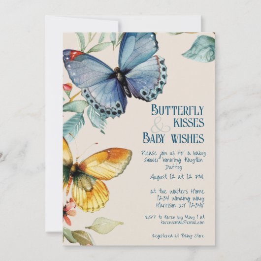 Invitation Whimsical Butterfly Fairytale Baby shower (Devant)