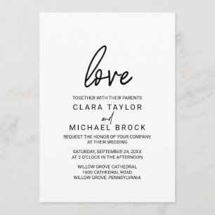 Invitation Whimsical Calligraphy Love Mariage