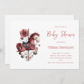 Invitation Whimsical Carousel Horse Image Baby Shower (Devant / Derrière)