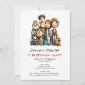 Invitation Whimsical Cartoon Family Red Green Holiday Invite (Devant)