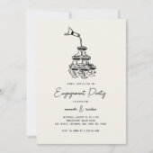 Invitation Whimsical Champagne Bubbly Tower Engagement Party (Devant)