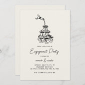 Invitation Whimsical Champagne Bubbly Tower Engagement Party (Devant / Derrière)