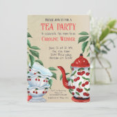 Invitation Whimsical Cherry Garden Tea Party Douche (Debout devant)