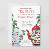 Invitation Whimsical Cherry Tea Party Douche (Devant)