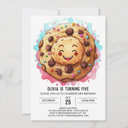 Invitation Whimsical Chic Sweets Cookies Anniversaire (Devant)