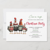 Invitation Whimsical Chickens Festive Cartoon Party Invite (Devant)