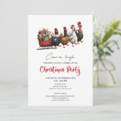 Invitation Whimsical Chickens Holiday Celebration Party Card (Debout devant)