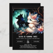 Invitation Whimsical Children Wolf Anniversaire (Devant / Derrière)