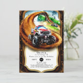 Invitation Whimsical Children's Monster Truck Anniversaire (Debout devant)