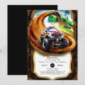 Invitation Whimsical Children's Monster Truck Anniversaire (Devant / Derrière)