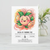 Invitation Whimsical Children's Peach Birthday (Debout devant)