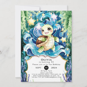 Invitation Whimsical Children's Turtle Anniversaire