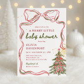 Invitation Whimsical Christmas Bow Merry Little Baby Shower