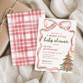 Invitation Whimsical Christmas Bow Merry Little Baby Shower