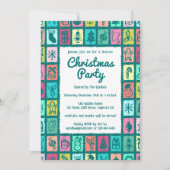 Invitation Whimsical Christmas Grid Cute Custom HOLIDAY PARTY (Devant)