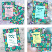 Invitation Whimsical Christmas Grid Cute Custom HOLIDAY PARTY