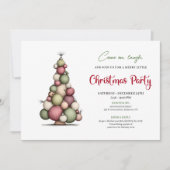 Invitation Whimsical Christmas Tree Red Green Holiday Invite (Devant)