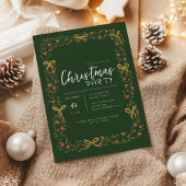 Invitation Whimsical Christmas Wreath & Bow Party