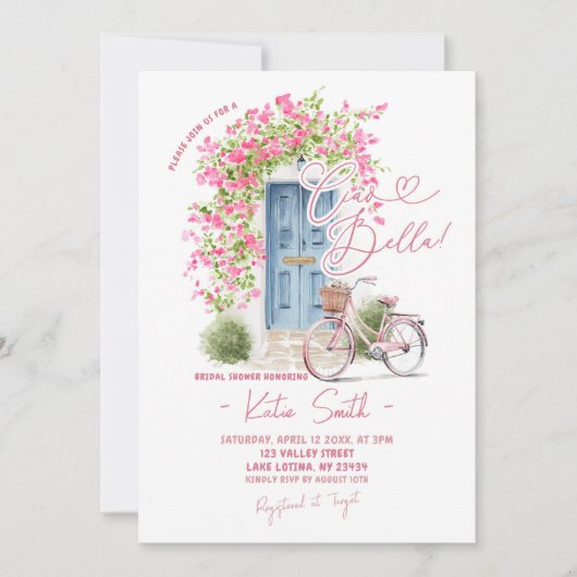 Invitation Whimsical Ciao Bella Italian Bridal Shower (Devant)