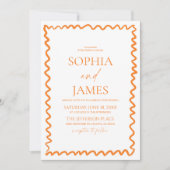 Invitation Whimsical Citrus Orange Wavy Border Wedding (Devant)
