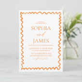 Invitation Whimsical Citrus Orange Wavy Border Wedding (Debout devant)