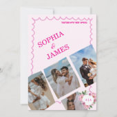 Invitation Whimsical Citrus pink & Photo Collage Wedding (Devant)