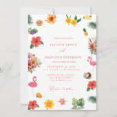 Invitation Whimsical Colorful Fun Tropical Flamingle Mariage (Devant)