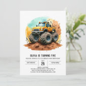 Invitation Whimsical Colorical Monster Truck Anniversaire (Debout devant)