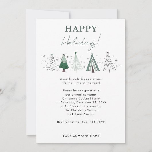 Invitation Whimsical Company Christmas Party Business Logo (Devant)