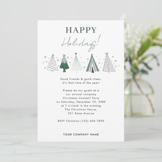 Invitation Whimsical Company Christmas Party Business Logo (Debout devant)